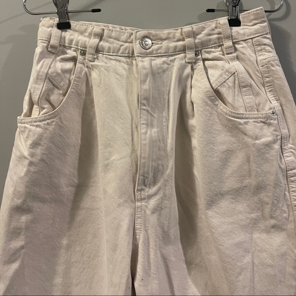 Zara Beige Highwaisted Wide Leg Distressed Jeans - Picture 3 of 6